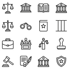 Law and Justice Line Icons Collection