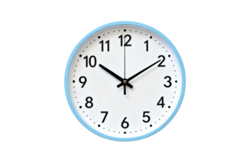 Round Wall Clock with Blue Frame and White Face