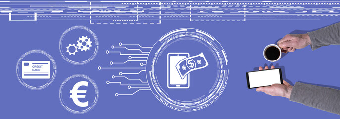 Fototapeta na wymiar Concept of mobile payment