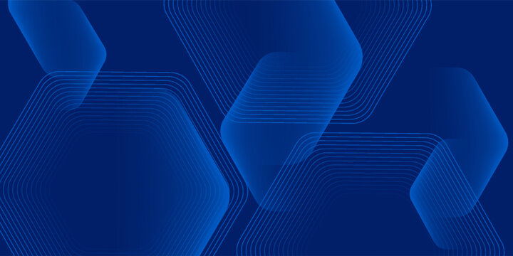 Modern abstract blue background with glowing geometric lines. Blue gradient hexagon shape design. Futuristic technology concept. Suit for banner, brochure, science, website, corporate, poster, cover