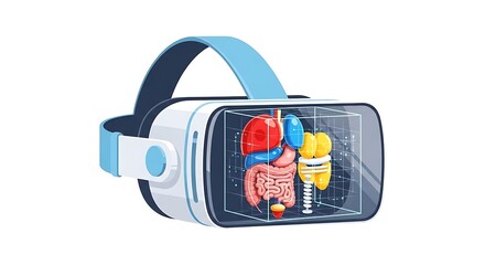 Virtual Reality Headset Displaying Human Anatomy.