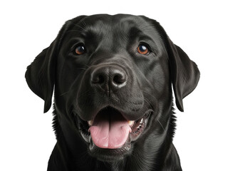 Fototapeta premium Happy black labrador dog isolated on transparent background