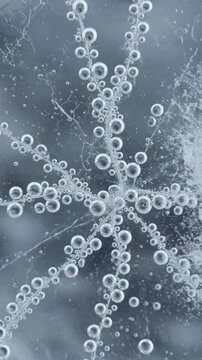 Sub-Zero Crystallization Time-lapse or close-up of ice bubbles forming and freezing into a complex network.