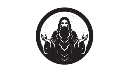 Jesus Christ blessing silhouette religious vector illustration