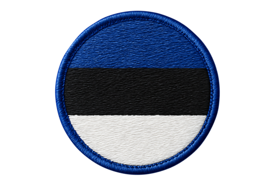 Embroidered estonian flag circular patch isolated on transparent background - Powered by Adobe