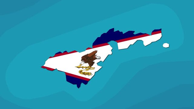 American Samoa Map With Flag Animation