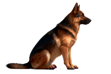 German Shepherd Dog in Profile Sitting Pose