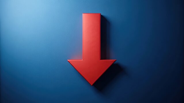 Red arrow pointing down on a dark blue background