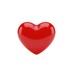 Glossy red heart icon with vibrant shine isolated on transparent background