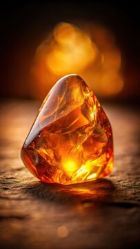 Intricate amber stone details under soft warm light