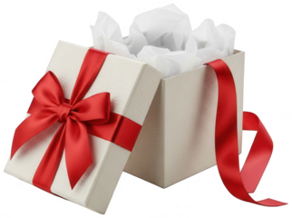 Red Gift png White Box cutout Open Present png Elegant Package cutout Luxurious Gift png Festive Box cutout Celebratory Present png Surprise Package cutout isolated transparent background image