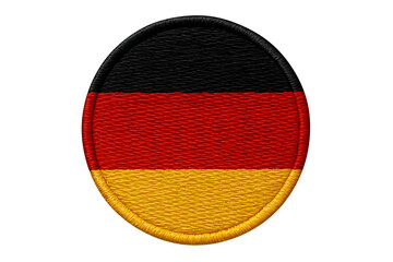 Embroidered germany flag circular patch isolated on transparent background