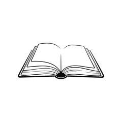 Open book illustration with blank pages on transparent background