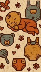 Adorable baby-themed mobile wallpaper