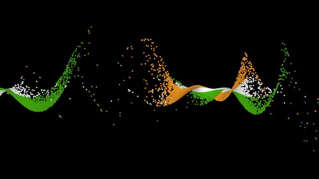 Indian Flag Particles: Animated Tricolor Wave in Motion Graphics