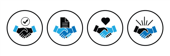 Obraz premium Handshake icon set, containing business agreement, deal handshake symbol, vector illustration