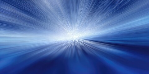A vibrant blue abstract with bright light emanating from the center, creating a motion effect
