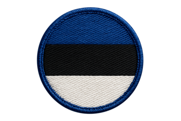 Embroidered estonian flag circular patch isolated on transparent background