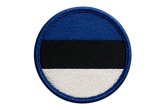 Embroidered estonian flag circular patch isolated on transparent background - Powered by Adobe