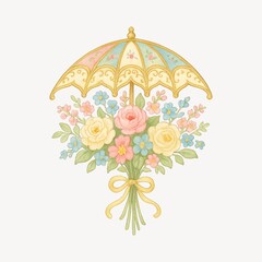 Naklejka premium Vintage floral umbrella illustration