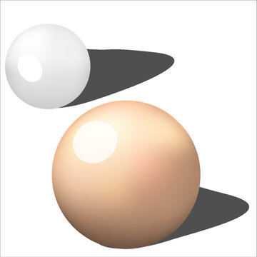 Ilustrasi bola 3D di latar belakang putih. dua bola abstrak yang digambar dalam ilustrasi 3D.