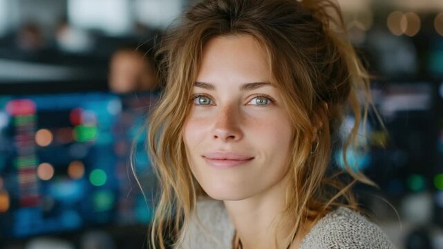 Smiling Female IT Administrator Monitoring System Alerts Efficiently