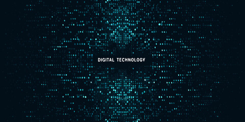 digital technology background with blue and white lights