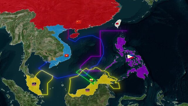 Map of South China Sea and Surrounding Countries