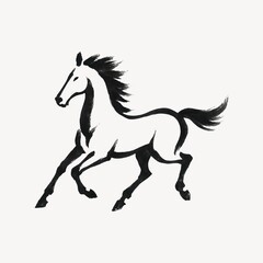 Obraz premium Elegant black ink horse illustration.