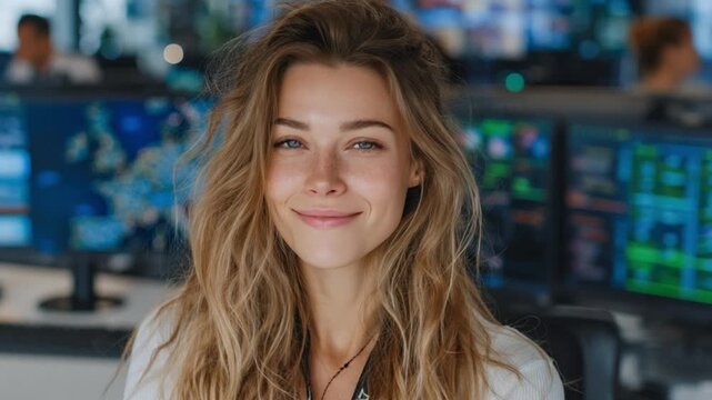 Female IT Administrator Monitoring System Alerts