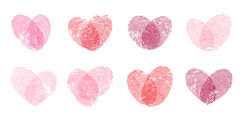 Creative collection of heart shaped fingerprint patterns featuring romantic thumbprint textures