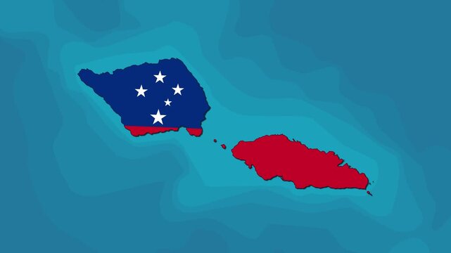 Samoa Map With Flag Animation