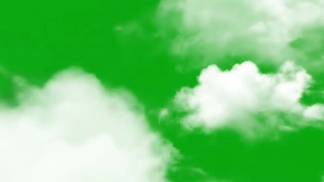 White Smoke Cloud Effect Isolated on Green Screen Background in 4K