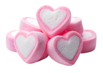 Fototapeta premium Pink heart shaped marshmallows on black background