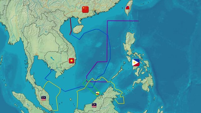 South China Sea Geography and Territorial Waters Map