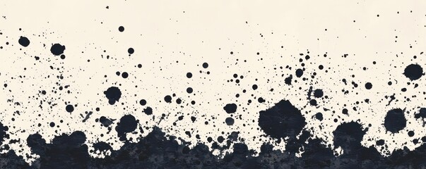 Abstract black and white artwork featuring splattered paint, creating a dynamic visual effect with a textured appearance.