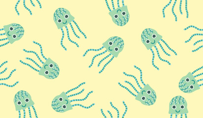 Cute jellyfish pattern background vector design © rupa