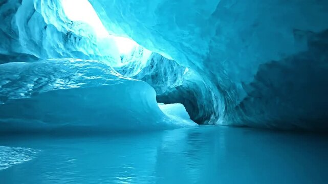 Frozen Landscape Details Low angle, capturing unique ice pillars and ceiling structures