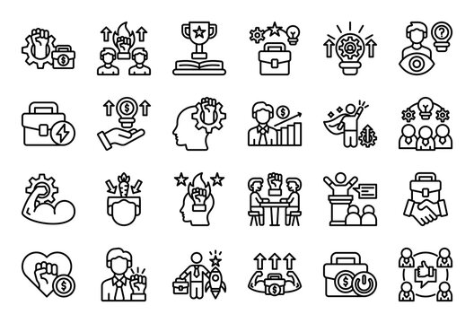 Business Success Icon Collection Set. Clean Outline Icon Vector Illustration.