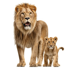 Obraz premium Majestic Lion and Young Cub Together