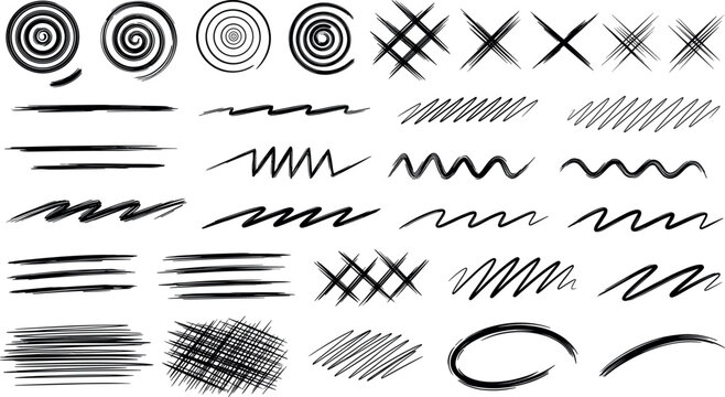 tempLarge collection of hand drawn black ink scribble elements messy doodle strokes and abstract lines isolated on white backgroundlate