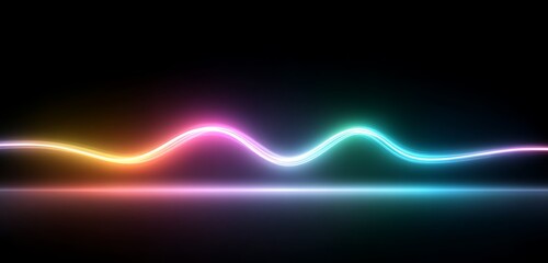 Isolated neon rainbow wave twist glowing smoothly on transparent layer