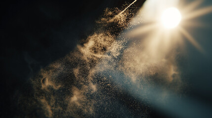 A light shining on a cloud of dust