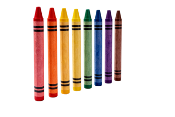 Set of Colorful Crayons in a Row