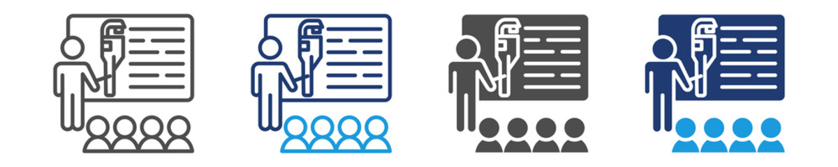 engineering training icon set multiple style