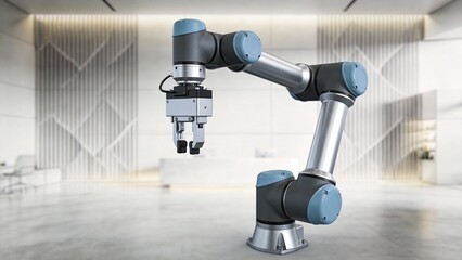 Industrial robotic arm in modern setting