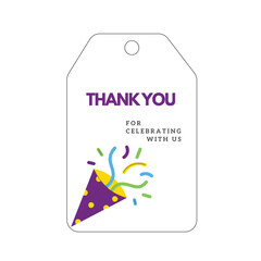Party Thanks for Celebrating With Us Tag, Colorful Party Favor Thank You Label for Birthdays, Weddings, Baby Showers, Events, Printable Decor & DIY Gifts, Thank You Tags, Thank You Illustration Gifts 