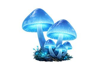Obraz premium Bioluminescent fantasy mushrooms growing on moss with glowing spores