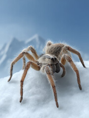 Hairy spider surviving cold extreme alpine environment