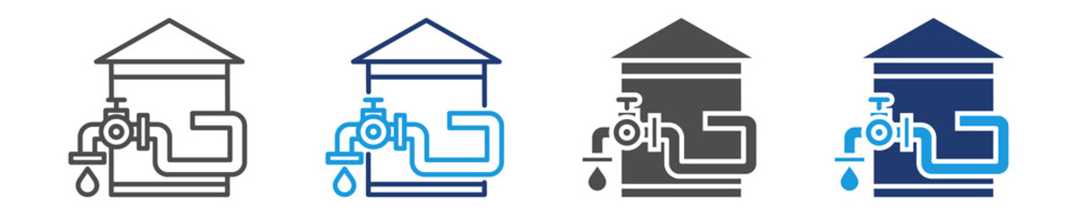 water supply icon set multiple style